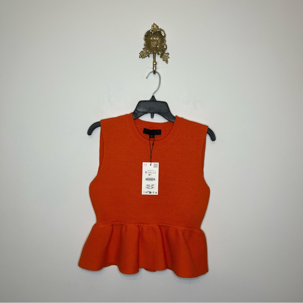 Zara Orange Peplum Top
